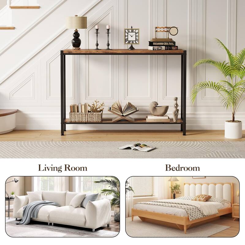 2-Tier Narrow Console Table, Stylish Sofa Side Table for Entryway