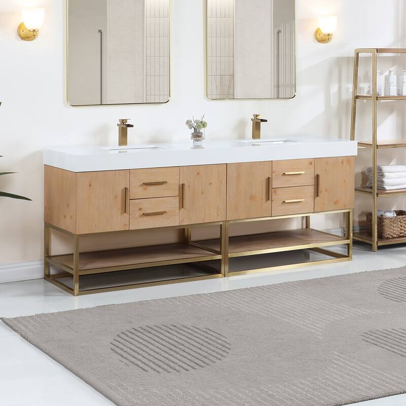 Altair Bianco Bath Vanity with White Composite Stone Top,no Mirror