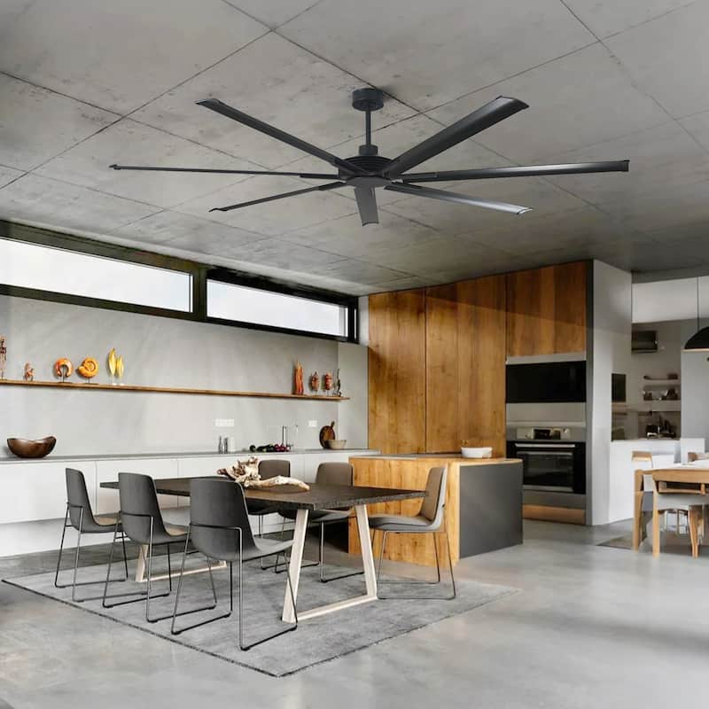84" Industrial Aluminum Warehouse Black Extra Large Ceiling Fan with Remote - 84" Big Ceiling Fan