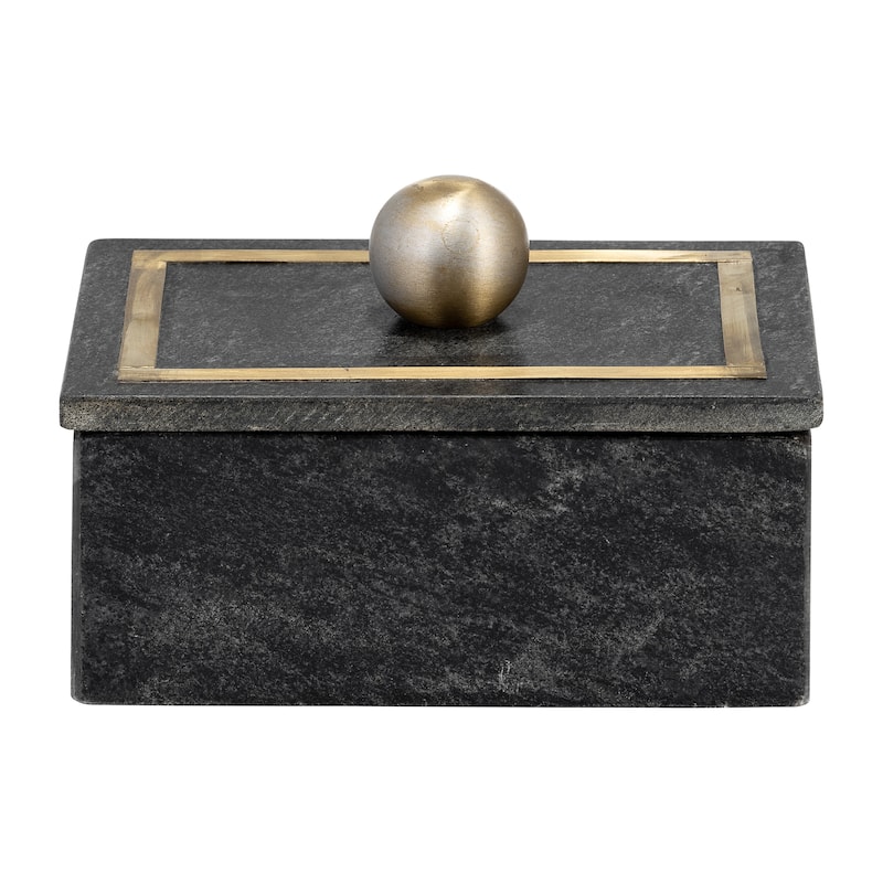 Decorative Box Marble Stone Metal Brass Modern Storage Container with Removable Lid