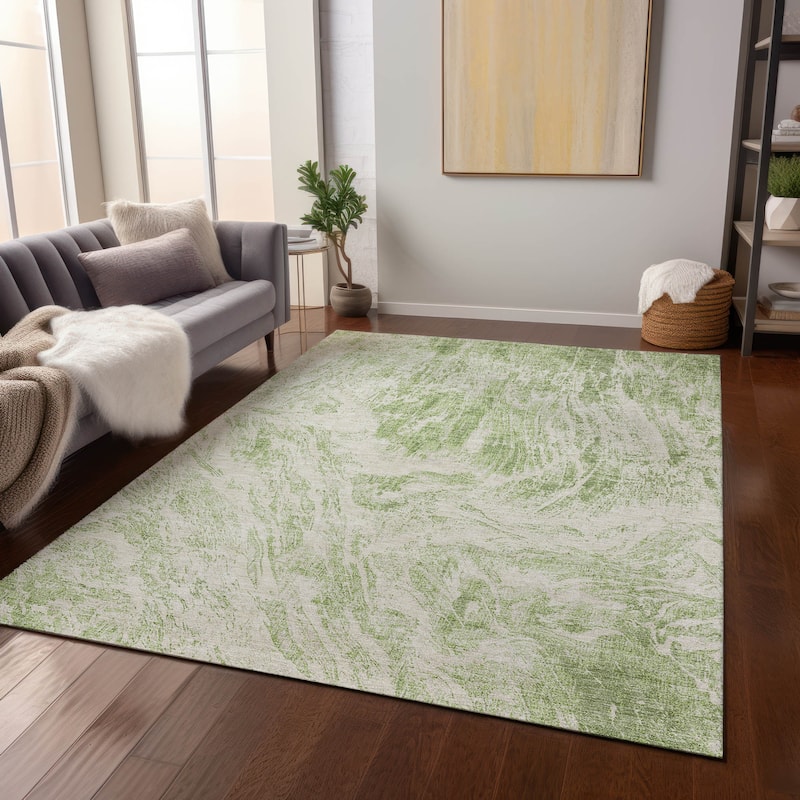 Machine Washable Indoor/ Outdoor Modern Abstract Chantille Rug