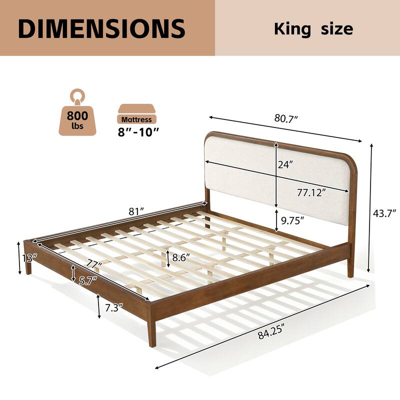 Christopher Knight Home - Oakmere Modern Solid Wood Platform Bed with Upholstered Headboard