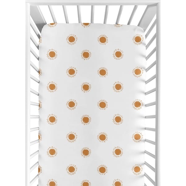 slide 2 of 6, White Orange Boho Sun Boy Girl Fitted Crib Sheet - Pumpkin Bohemian Celestial Sky Gender Neutral Desert Sunshine Outdoors Nature