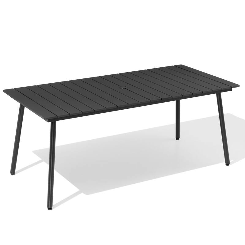 Outdoor Dining Furniture Rectangular Dining Table with Umbrella Hole