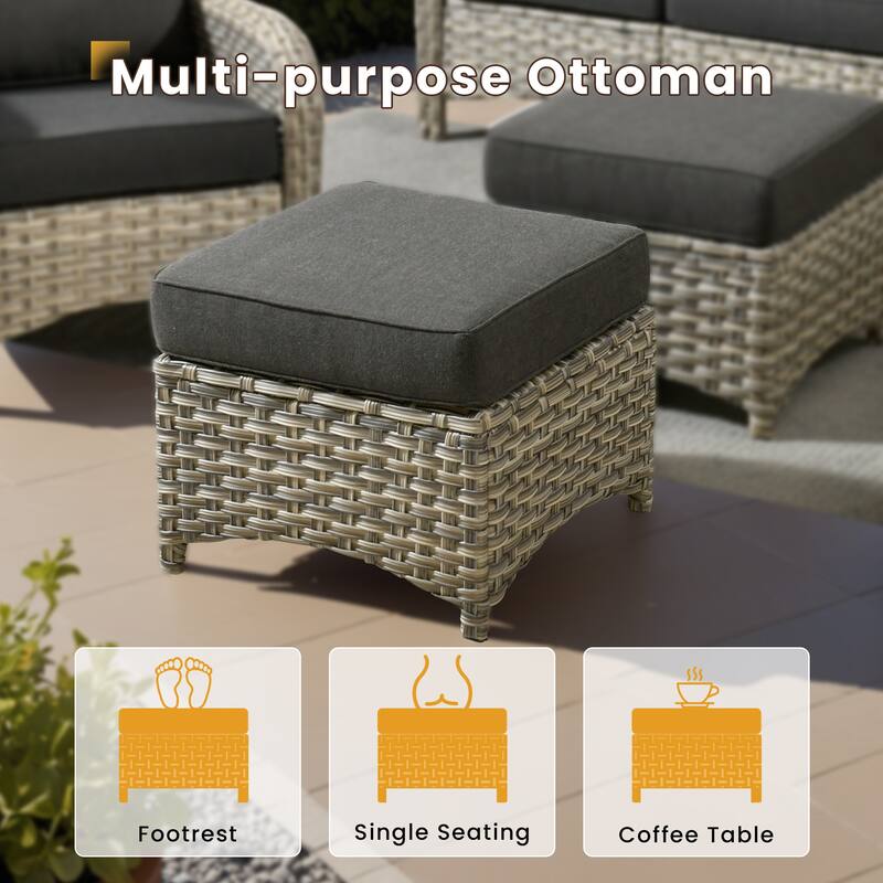 XIZZI 7-Piece Outdoor Patio Furniture Conversation Set with Ottomans