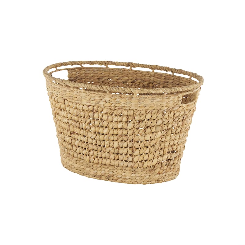 Seagrass Handmade Woven Oval Decorative and Functional Storage Basket with Elevated Rim - Brown - Roche River Decor