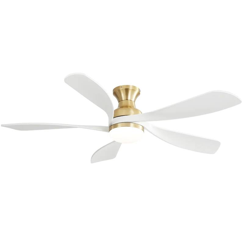 52 Inch Flush Mount Smart Ceiling Fan with Light, APP and Remote Control, Low Profile - 52 inch