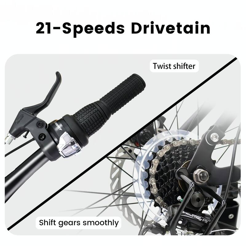 24 Inch Mountain Bike with Full Suspension,21 Speed Grip Shifters