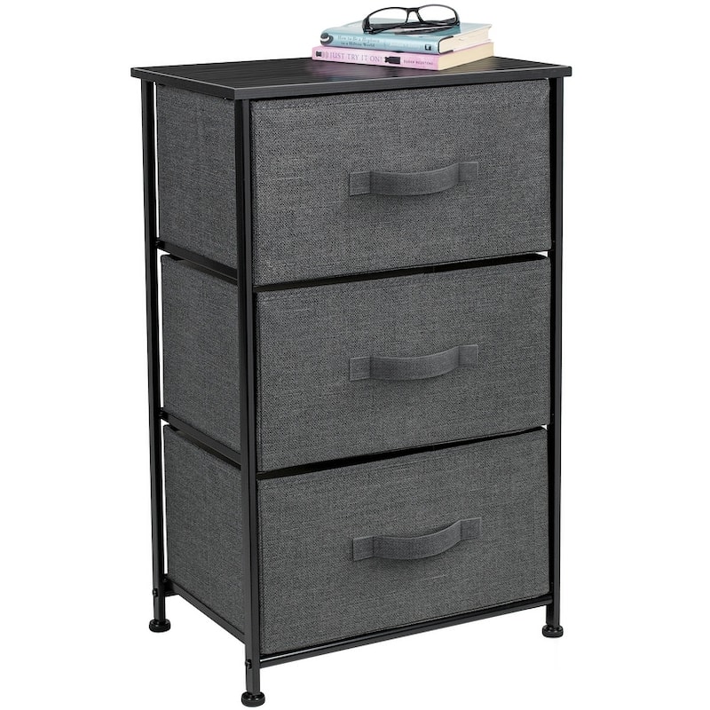 Nightstand w/ 3 Drawers Bedside Furniture & End Table Storage Tower
