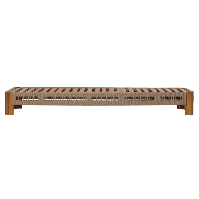 Christopher Knight Home - Delacroix Acacia Wood Outdoor Chaise Lounge with with Adjustable Backrest, Handwoven Rope Accents