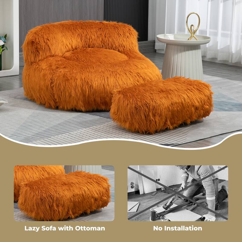 Bean Bag Chair,Floor Sofa with Handle,Accent Sofa Chair with Ottoman for Gaming Reading Relaxing