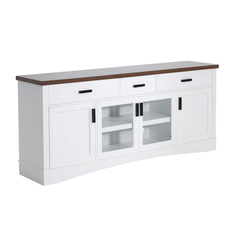 Christopher Knight Home - Moonridge Manufactured Wood 67" TV Stand with Glass Doors and Storage Drawers - White
