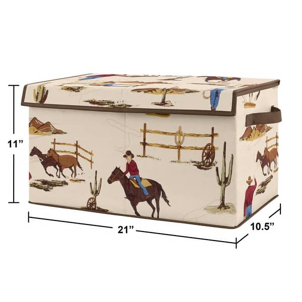 Cowboy Wild West Collection Boy Kids Fabric Toy Bin Storage - Tan and Red Western Southern Country
