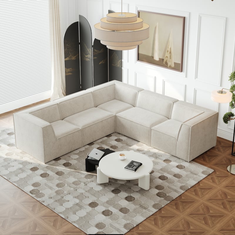106"x106" Chenille Modular L-Shaped Sectional Sofa (5-Piece)