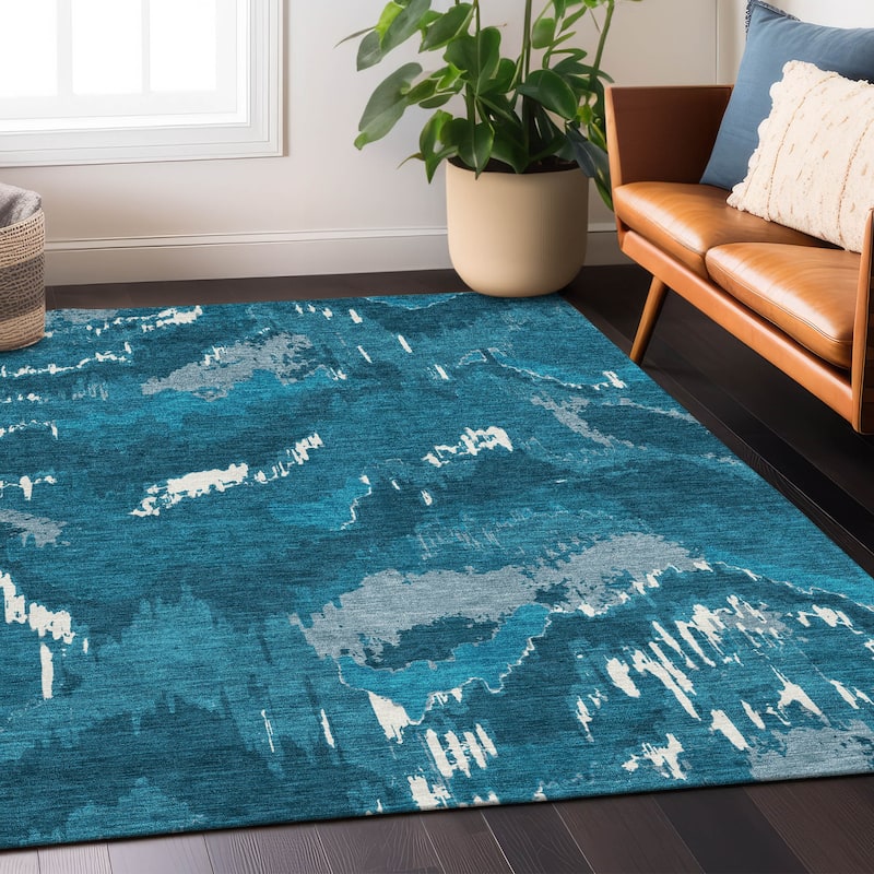 Machine Washable Indoor/ Outdoor Chantille Ombre Abstract Rug