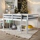 preview thumbnail 1 of 19, Contemporary Design Full Size Low Loft Bed with inclined Ladder and Guardrails, Under Bed Capacious Space, Space-saving, White White