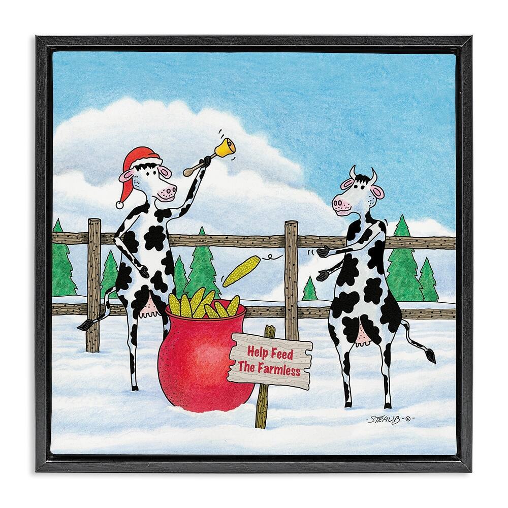 Stupell Feed The Farmless Funny Cows Framed Floater Canvas Wall Art Design By Roger Straub