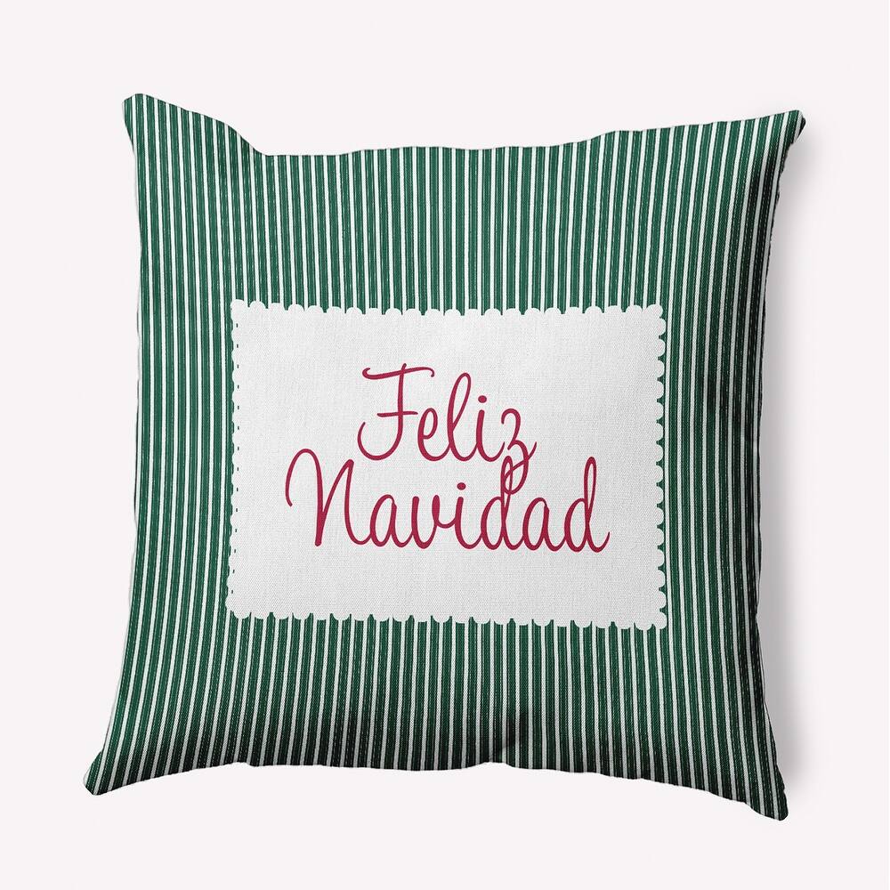 Feliz Navidad Ticking Christmas Accent Pillow