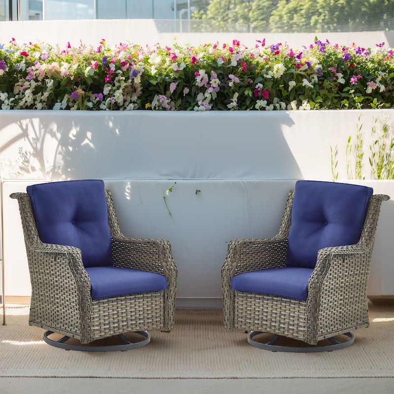 Gymojoy 5-Piece Patio Outdoor Rocking Chair Ottomans - Grey