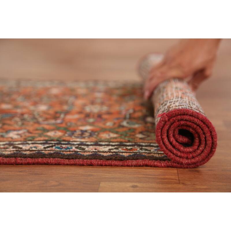Hand Knotted Oriental 100% Wool Carpet Traditional All-Over Oranges & Rust Hamedan Runner Rug - 8' 2'' X 2' 8''