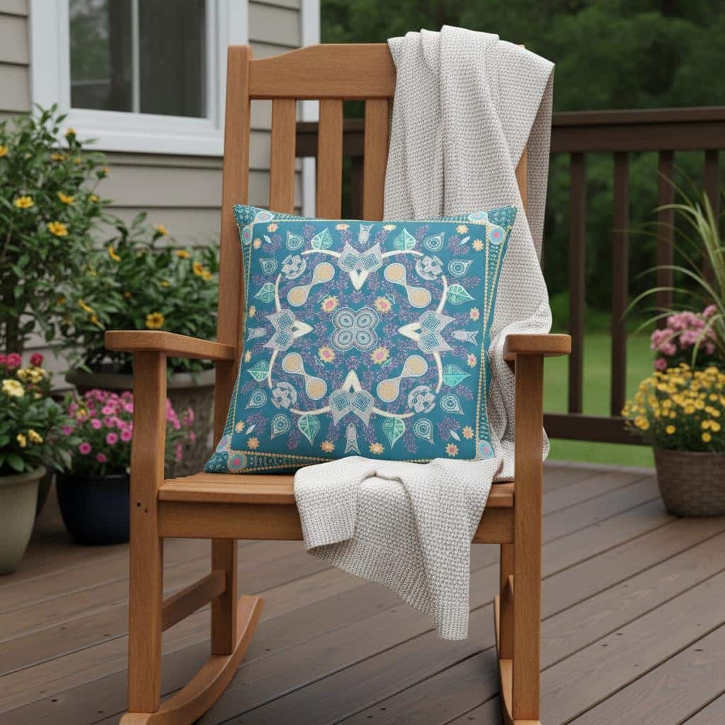 HomeRoots 20" x 20" Aqua Blown Seam Paisley Indoor Outdoor Throw Pillow - 20.00' X '5.00' X '20.00