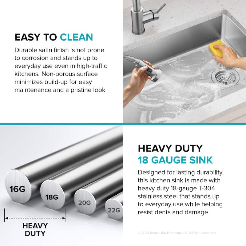 KRAUS Fairlane Undermount 18 Gauge Stainless Steel Kitchen Sink