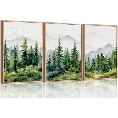Green Forest Tree Wall Decor, Woodland Nursery Wall Painting
