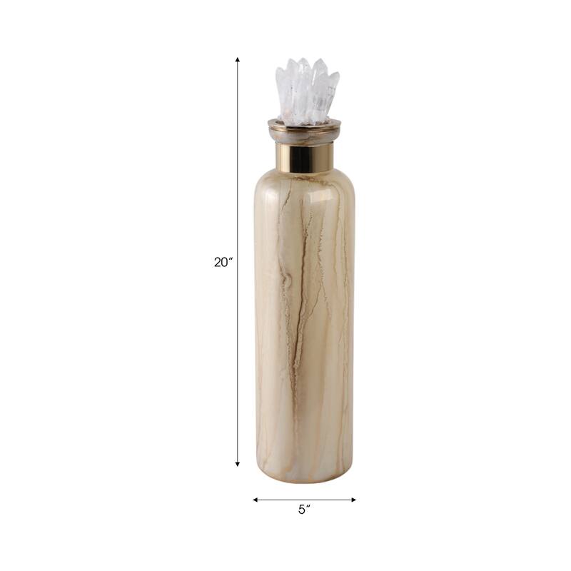 Glass Decorative Vase Glam Accent with Stone Details Modern Style