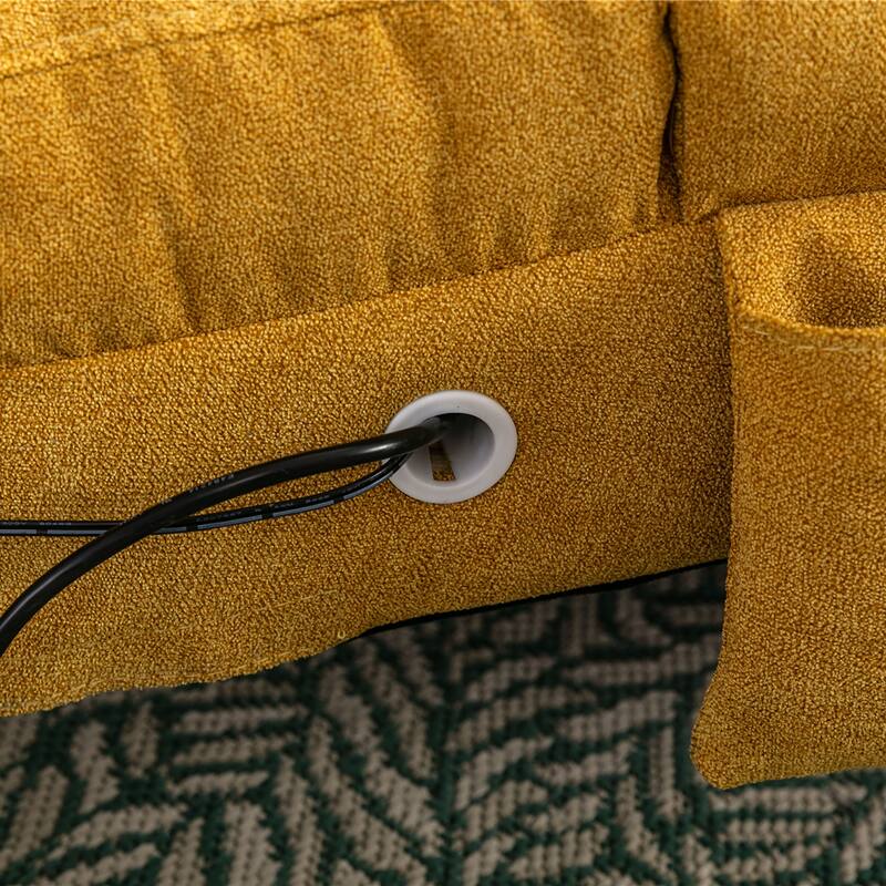 Mustard 21.65" High Back Upholstered Chaise Lounge Chair with Massage