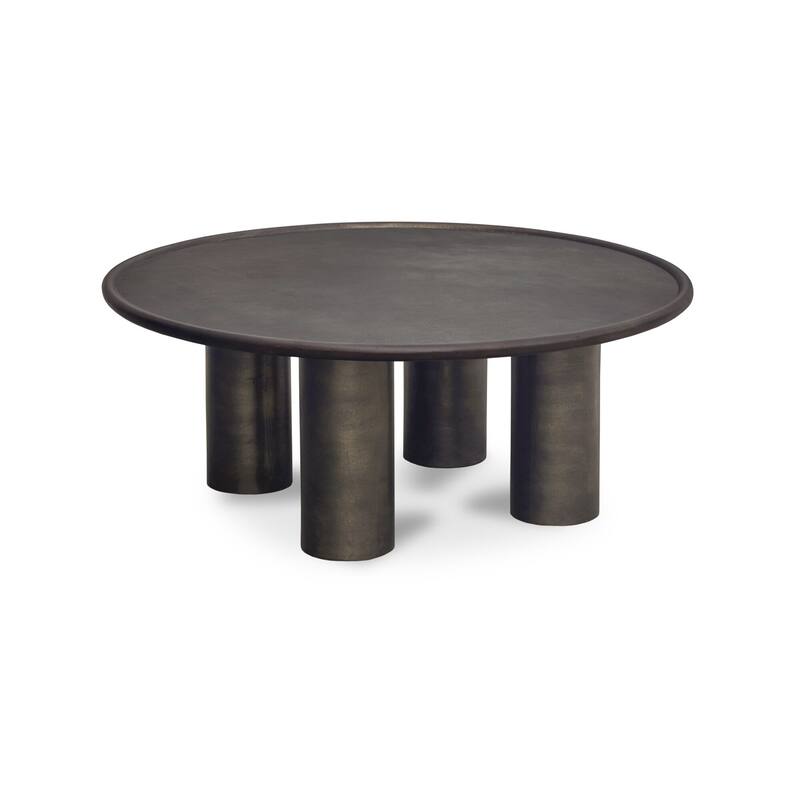 NADAAL STUDIOS Jossan Outdoor Coffee Table, Round Cast Aluminum, Large, Deep Bronze