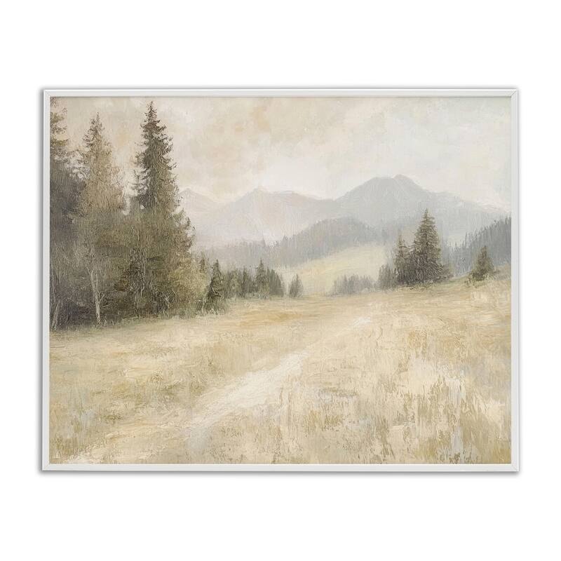 Stupell Fog on Mountain Valley Framed Giclee Art Design By Petal Prints Design - 20 x 16 - White