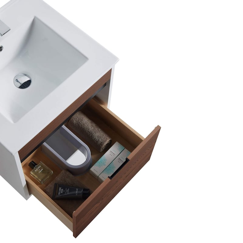 Fine Fixtures - Wall Mount Bathroom Vanity And Sink, Knob Free Design - Alpine Collection -