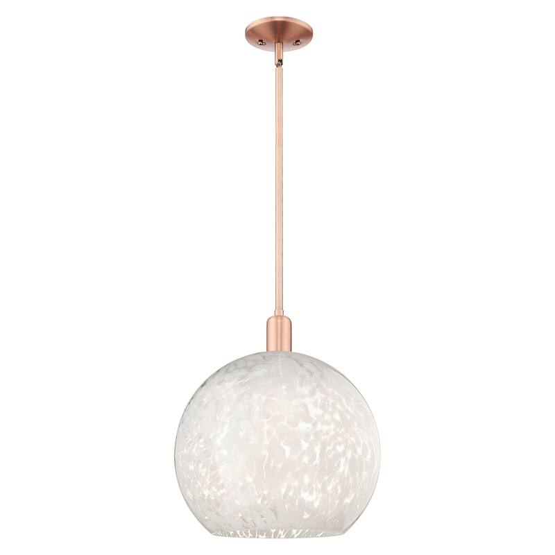 Innovations Lighting Endless Possibilities Arcadia - White Mouchette - 1 Light 14" Stem Hung Mini Pendant - Antique Copper