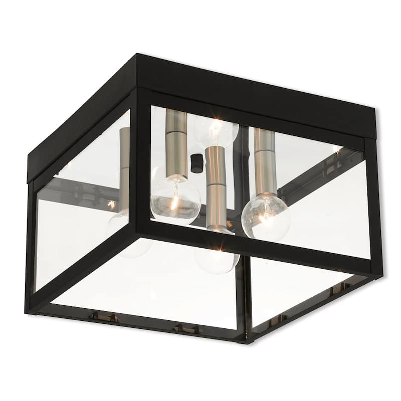 Livex Lighting Nyack 4 Light 11" Wide Flush Mount Square Ceiling - Black