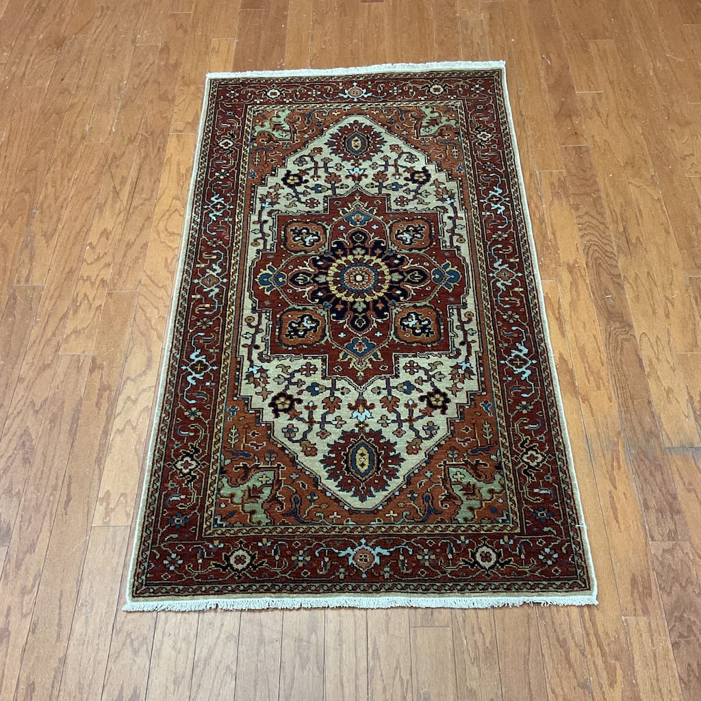 HERAT ORIENTAL Hand-knotted 2'10 x 5'1 Indo Serapi Wool Rug - 2'10" x 5'1"