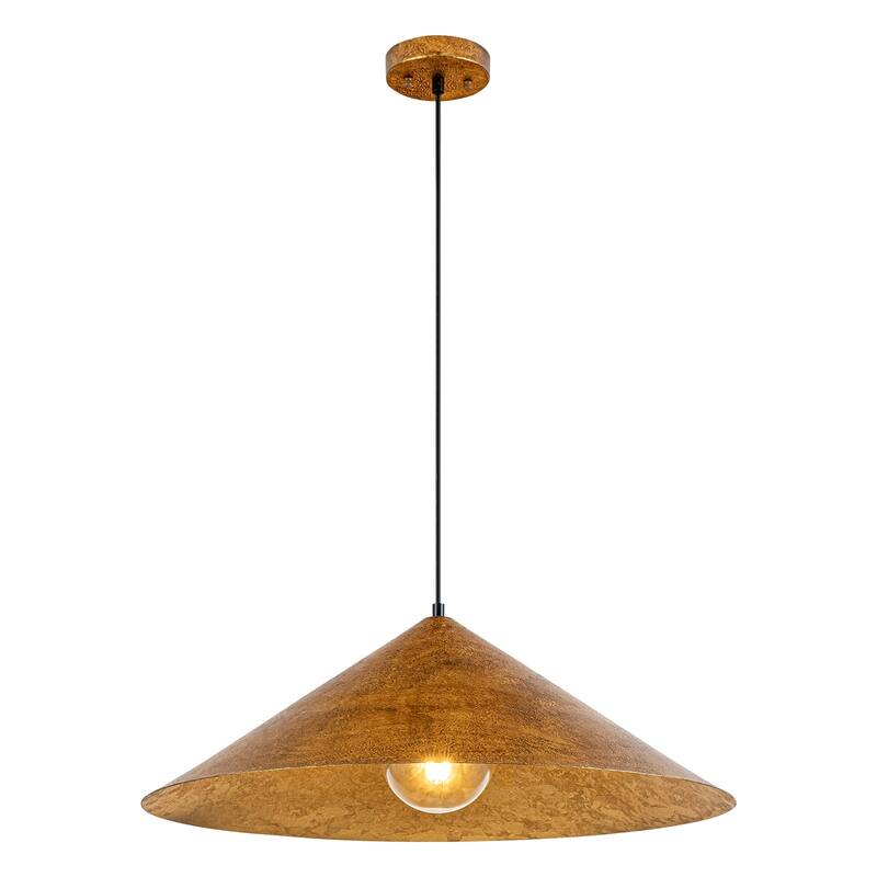 Industrial Farmhouse 1-Light Oversized Cone Pendant Kitchen Island Light - 24.8 in.