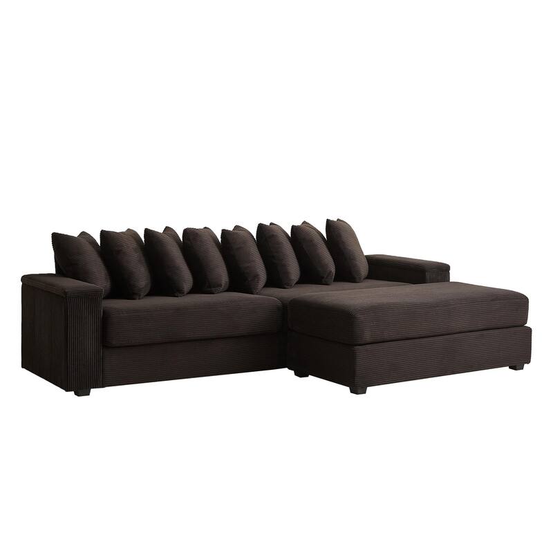 Modern L Shaped Sectional Sofa with Armrest Storage and Movable Ottoman for Living Room and Guest Room