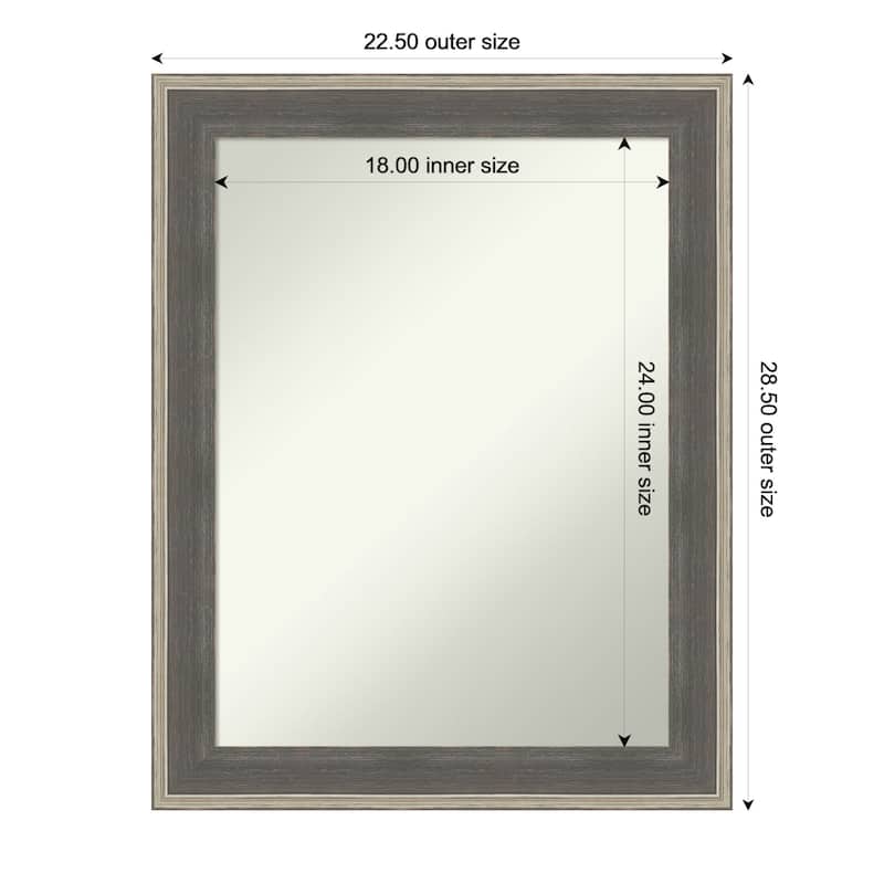 Cottage Non-Beveled Wood Framed Bathroom Vanity Wall Mirror - Cottage Grey Silver - 23 x 29 in