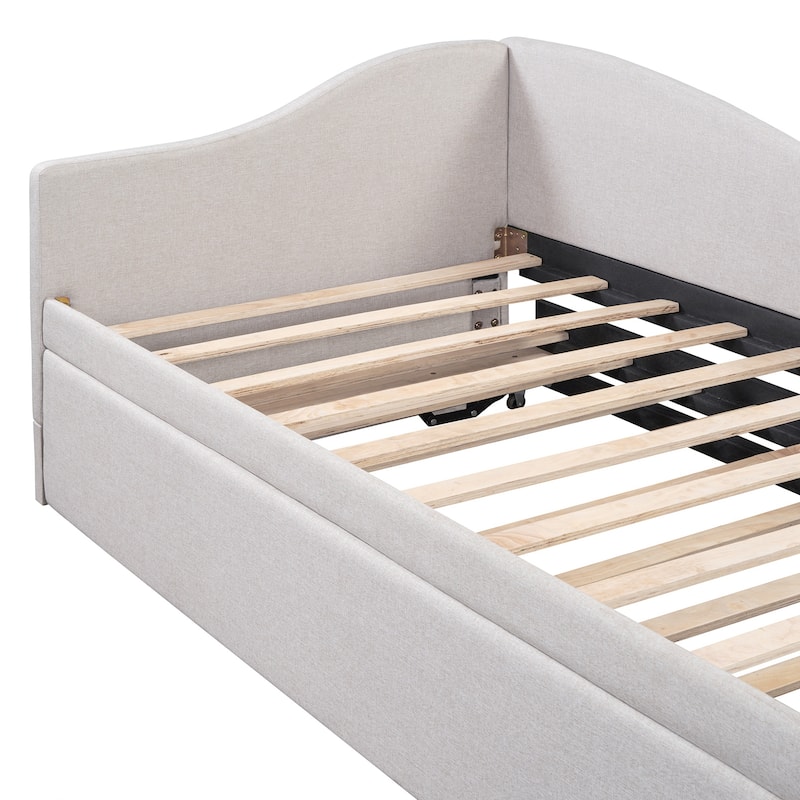 Twin Size Upholstered Daybed with Pop Up Trundle