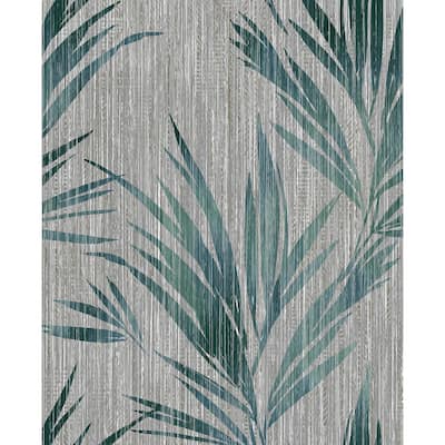 Seabrook Designs Ledonna Leaf Stria Unpasted Wallpaper