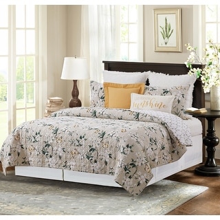 Dogwood Meadows Quilt Set All Seasons Bedroom Bedding Machine Washable Reversible Coverlet Décor Decoration