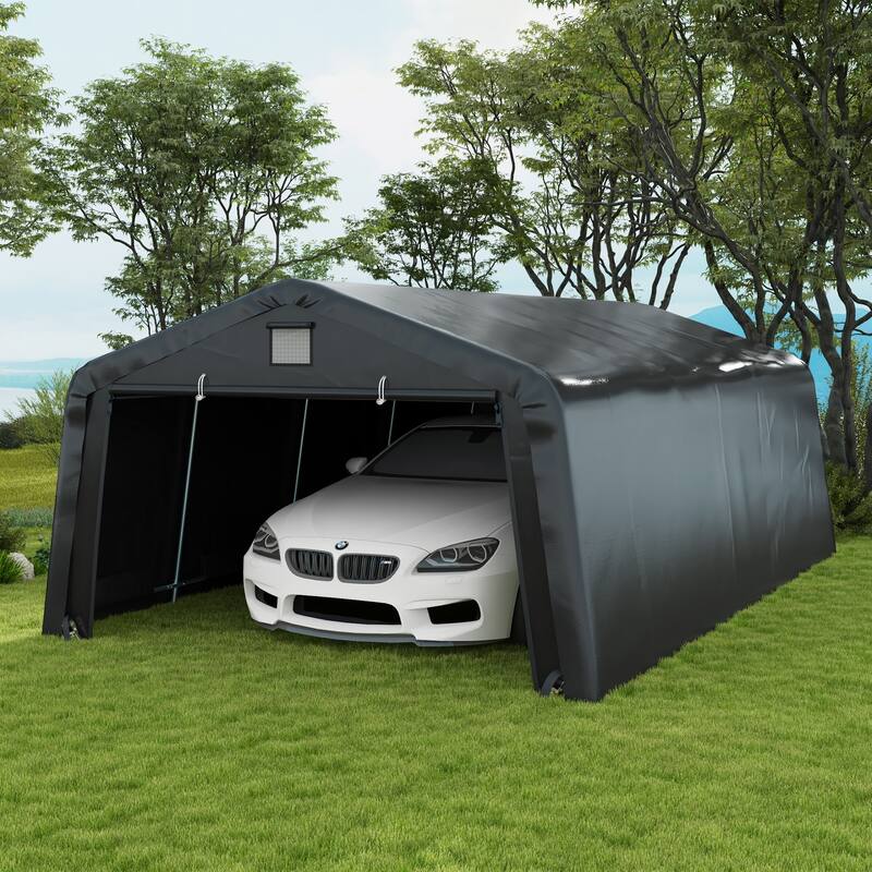 Outsunny 12' x 20' Heavy Duty Carport, Portable Garage Canopy Tent with 2 Ventilation Windows and Large Door, for Car, Truck