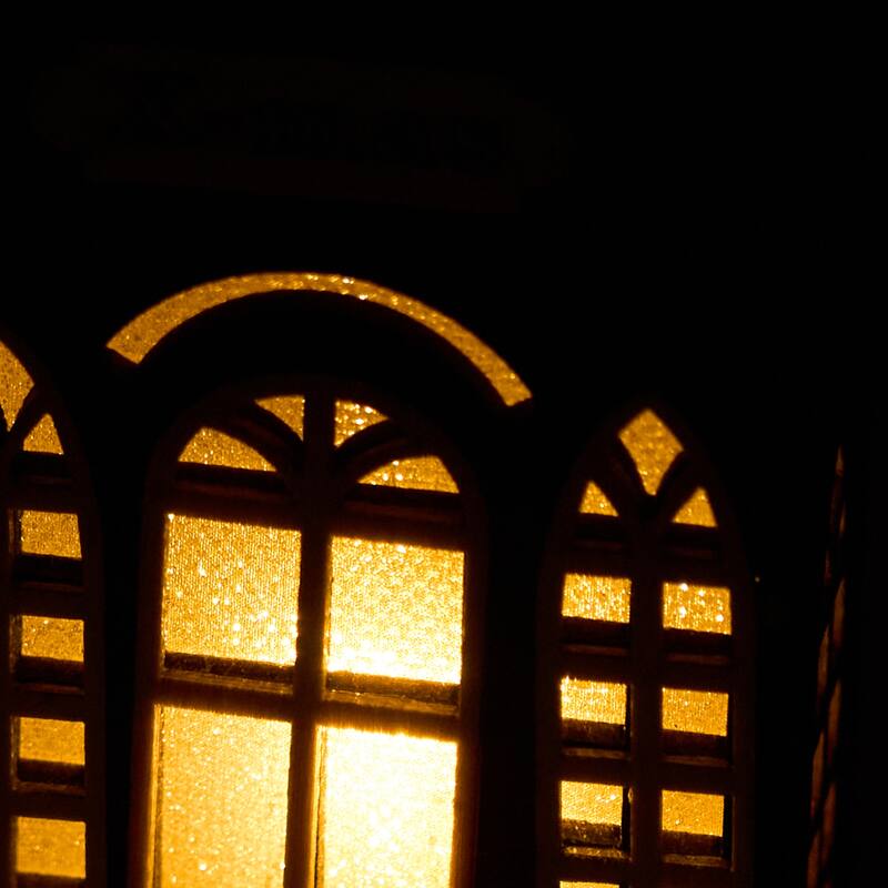 Christmas Village Holiday Lighted Wood House Decor - Battery Operated, Red/Green - 5.11'' H X 3.14'' W X 1.96'' D