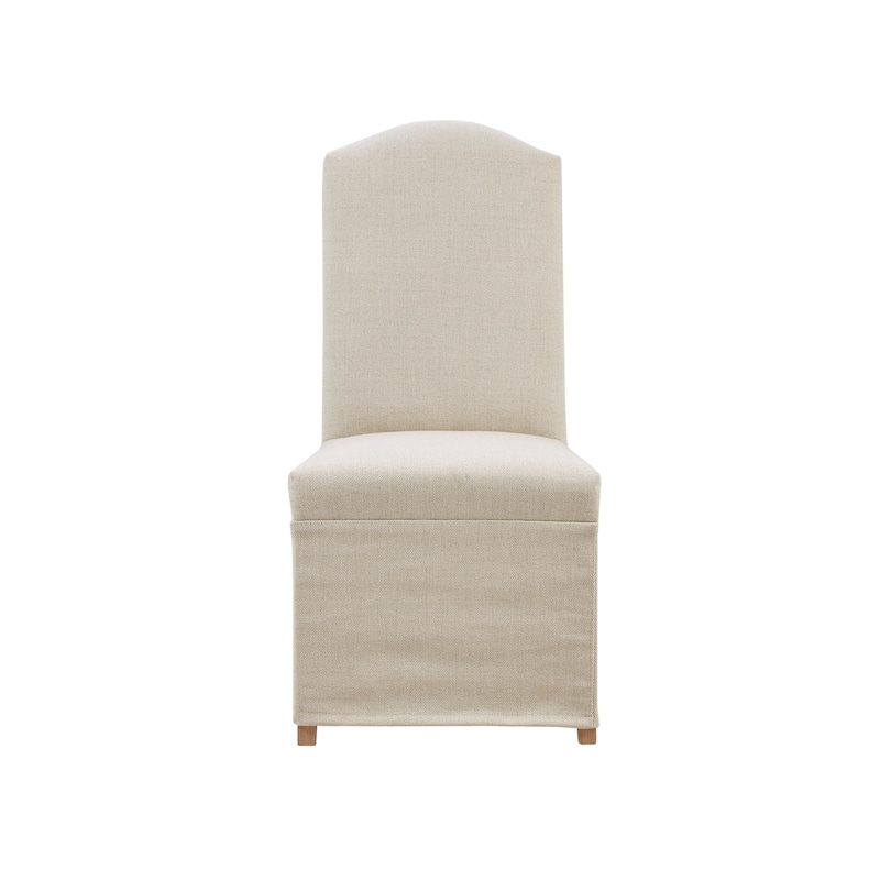 Madison Park Capa Beige Set of 2 High Back Dining Chairs with Skirts