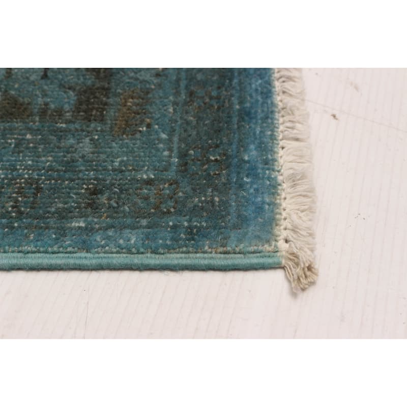 ECARPETGALLERY Hand-knotted Vibrance Blue Wool Rug - 6'4 x 8'9