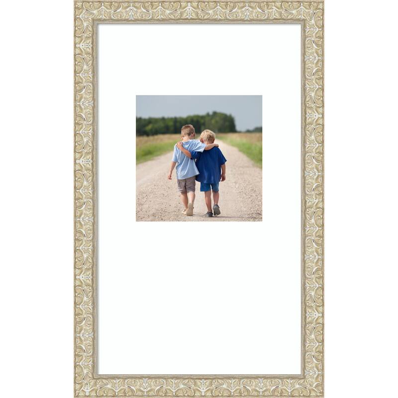 Lila Picture Frame, Photo Frame - 13x22 Matted White 8x8 - Lila Silver