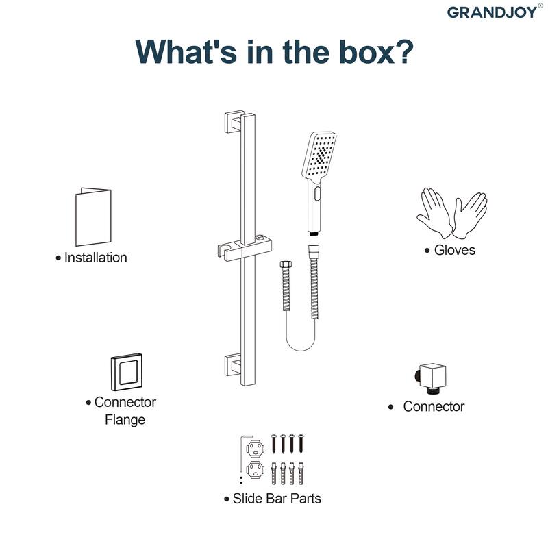 GRANDJOY 3-Spray Handheld Shower Set featuring Adjustable Slide Bar