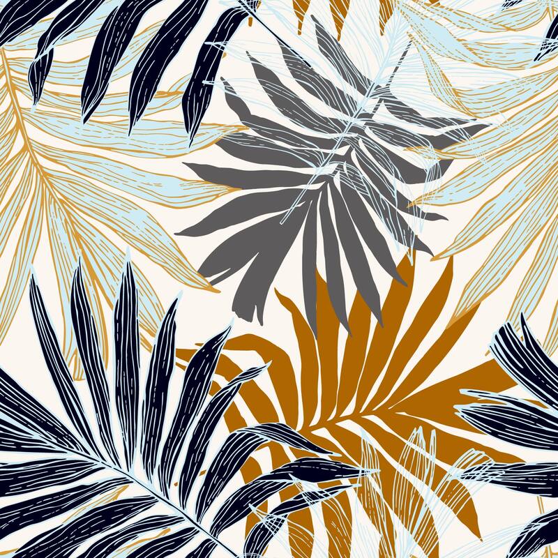 Palm Tree Leaves in Silhouette Removable Wallpaper - 24'' inch x 10'ft - 24'' inch x 10'ft - White