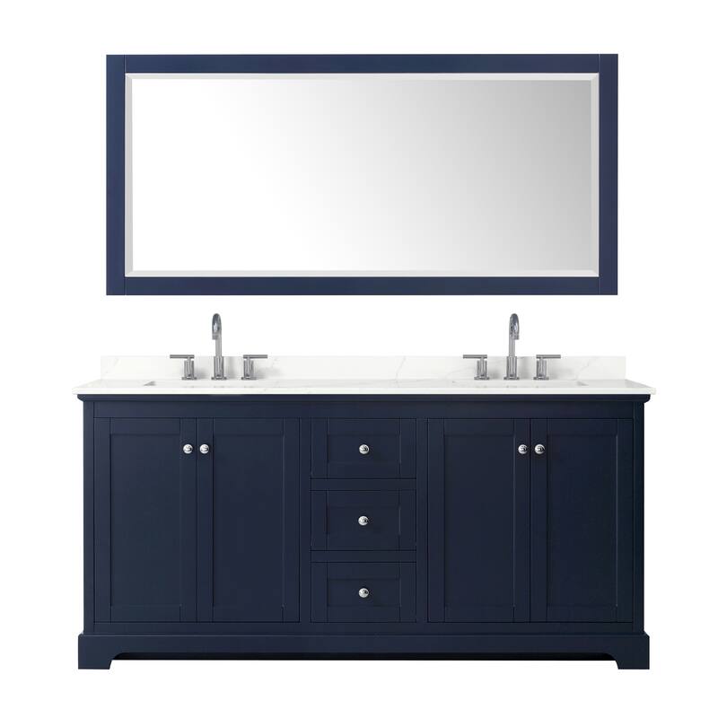 Avery 72-inch Double Vanity, Quartz Top, 70-inch Mirror