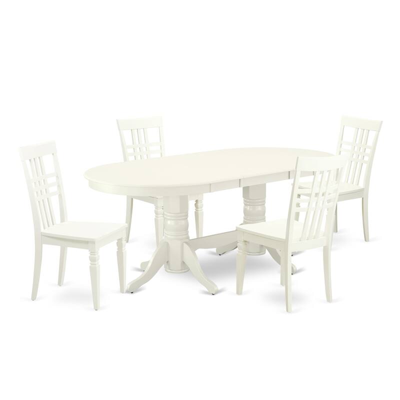East West Furniture Dining Table Set- an Oval Kitchen Table and Dining Chairs, Linen White(Pieces Options)